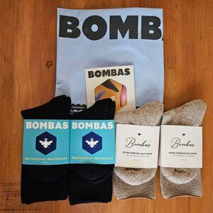 BOMBAS Women's Ultra Stretch Calf Socks Size Small 4 Pairs